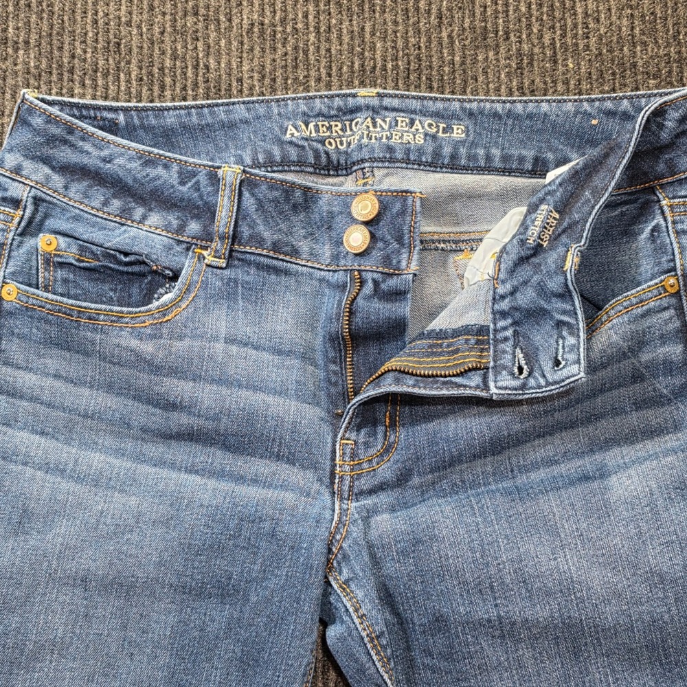 American Eagle Artist Stretch Jeans Womens 12 Blue Excellent Flared Mid Rise